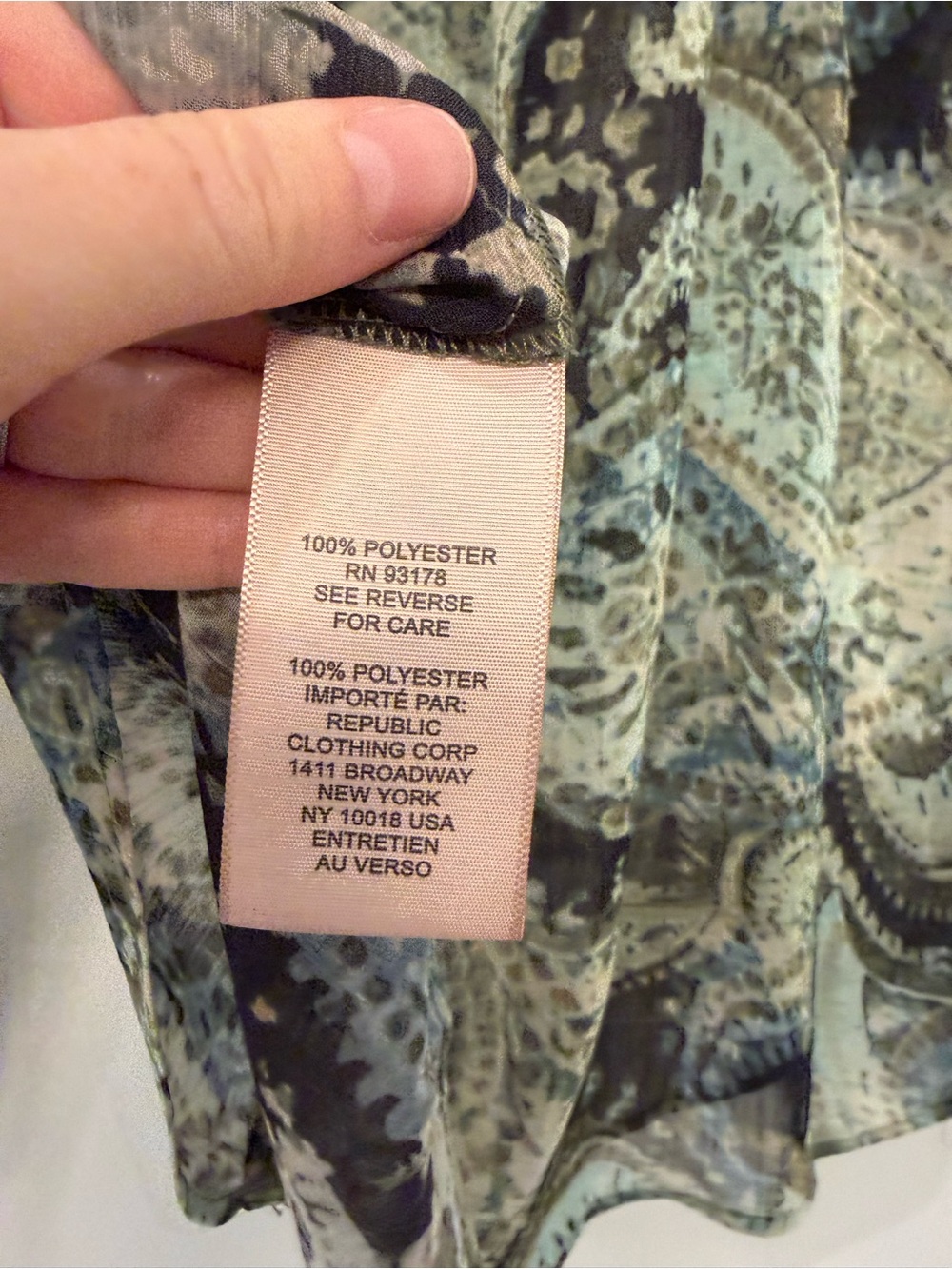 NWT Philosophy Green Paisley Blouse Small - Picture 5 of 6